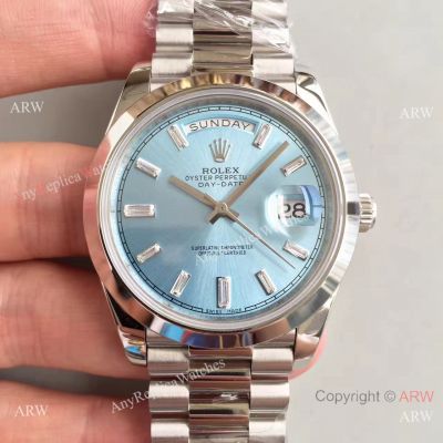 Rolex Day-Date II Light Blue Face Diamond President Band Replica Watch
